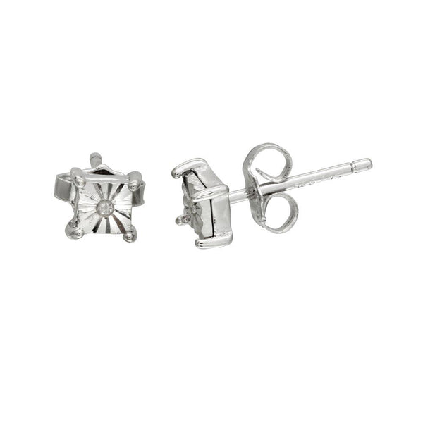 Silver 925 Rhodium Plated Square Stud Earrings - STE01106 | Silver Palace Inc.