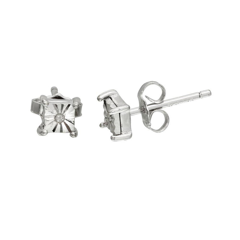 Silver 925 Rhodium Plated Square Stud Earrings - STE01106 | Silver Palace Inc.