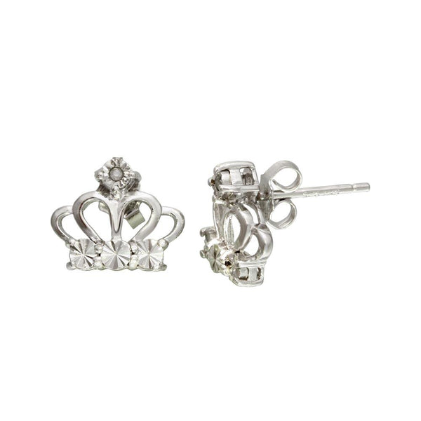 Silver 925 Rhodium Plated Crown Earrings - STE01109 | Silver Palace Inc.