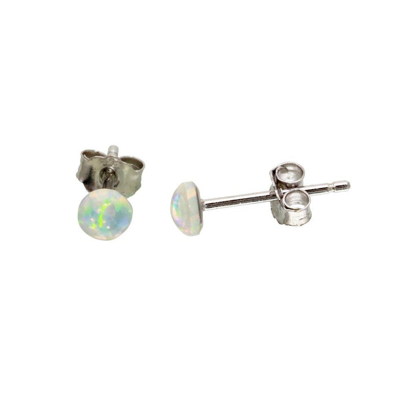 Silver 925 Rhodium Plated Small Round Opal CZ Stud Earrings - STE01123 | Silver Palace Inc.