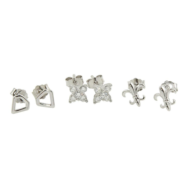 Silver 925 Rhodium Plated Earring Set - STE01131 | Silver Palace Inc.