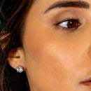 Rhodium Plated 925 Sterling Silver Crown Setting CZ  Stud Earrings - STE01145