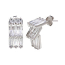 Silver 925 Rhodium Plated Curved Hanging Earrings - STE01150RH | Silver Palace Inc.