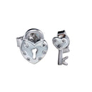 Silver 925 Rhodium Plated Heart Padlock Stud Earrings - STE01158RH | Silver Palace Inc.