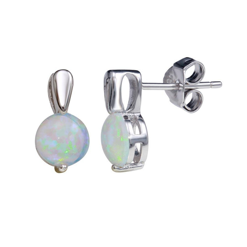 Silver 925 Rhodium Plated Synthetic Opal Earrings - STE01160RH | Silver Palace Inc.