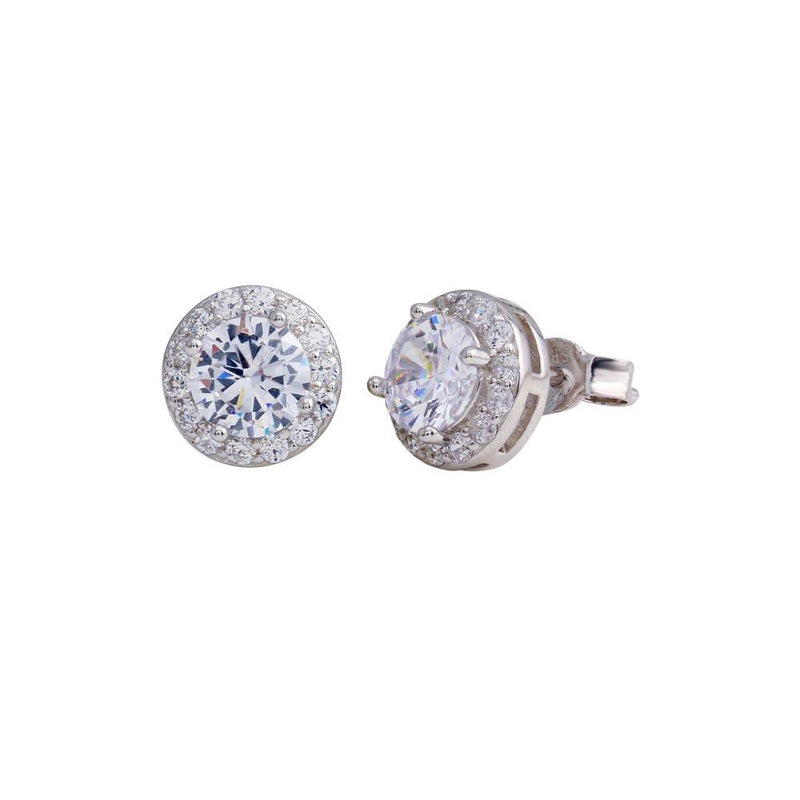 Silver 925 CZ Stud Halo Earrings - STE01183 | Silver Palace Inc.