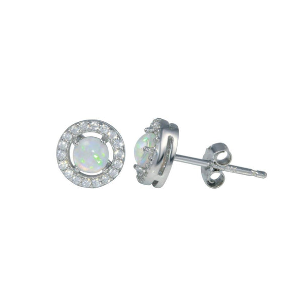 Rhodium Plated 925 Sterling Silver Clear Multi CZ Stud Earrings 7.5mm - STE01204CLR | Silver Palace Inc.