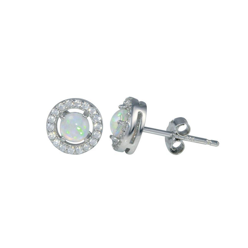 Silver 925 Rhodium Plated Clear Multi CZ Stud Earrings 7.5mm - STE01204CLR | Silver Palace Inc.