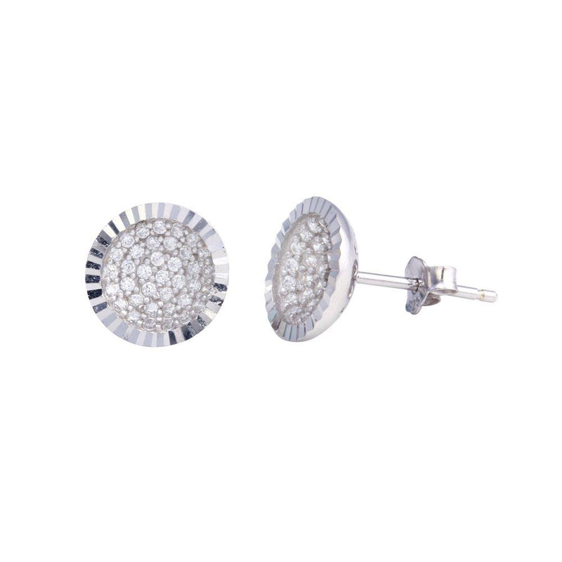 Silver 925 Rhodium Plated CZ Encrusted DC Bowl Shape Stud Earrings - STE01219 | Silver Palace Inc.