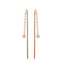 Silver 925 Rose Gold Plated CZ Chain Dangling Earrings - STE01220RGP | Silver Palace Inc.
