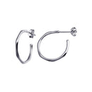 Rhodium Plated 925 Sterling Silver Large Semi Hoop Earrings - STE01228 | Silver Palace Inc.