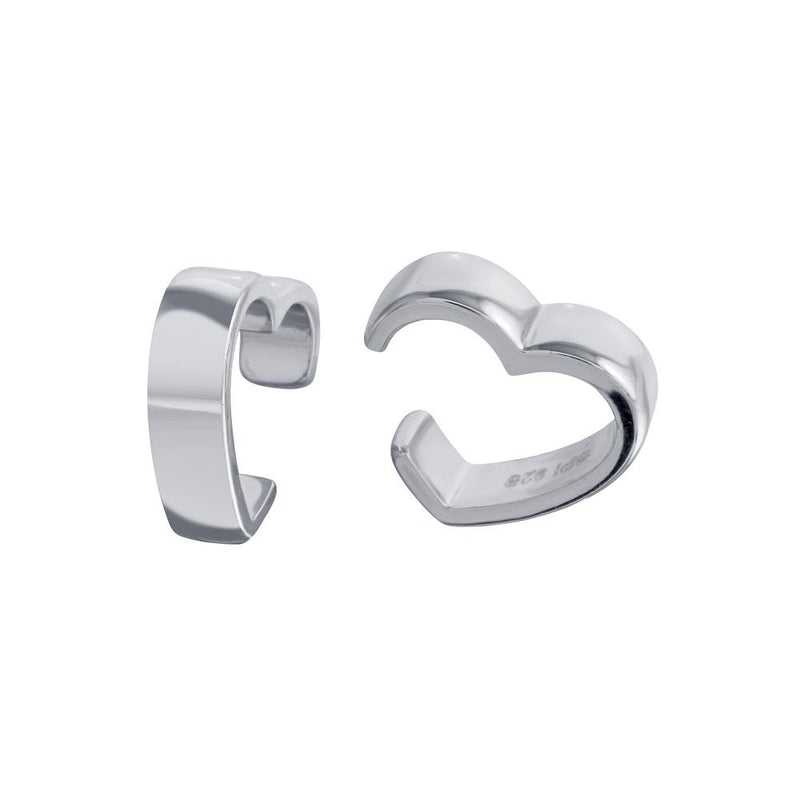 Silver 925 Rhodium Plated Heart Cuff Earrings - STE01295-RH | Silver Palace Inc.