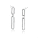 Rhodium Plated 925 Sterling Silver Dangling CZ Paperclip Earrings - STE01311 | Silver Palace Inc.