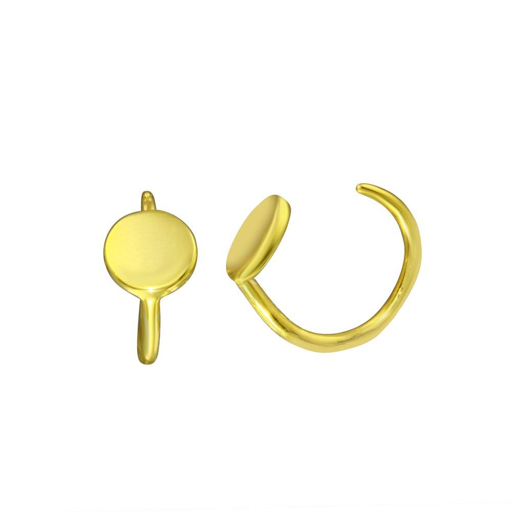 Silver 925 Gold Plated Disc Semi-Hoop Earrings - STE01315GP | Silver Palace Inc.