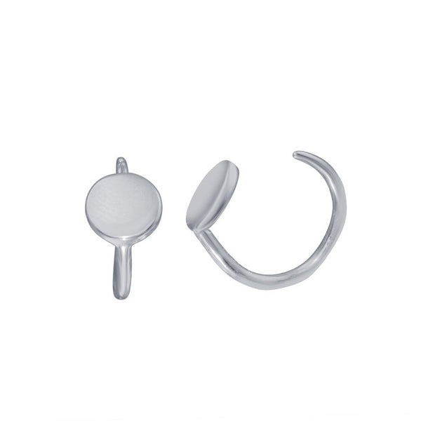 Rhodium Plated 925 Sterling Silver Disc Semi-Hoop Earrings - STE01315RH | Silver Palace Inc.