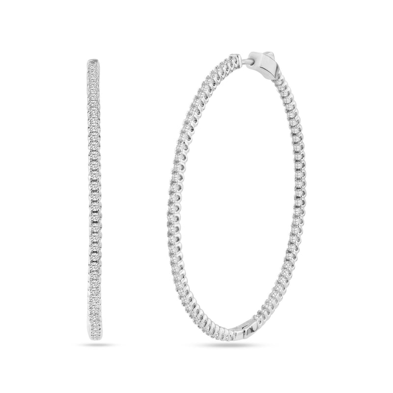 Rhodium Plated Eternity Clear CZ Hoop Earrings 50mm - STE01339 | Silver Palace Inc.