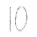 Rhodium Plated Eternity Clear CZ Hoop Earrings 40mm - STE01340 | Silver Palace Inc.