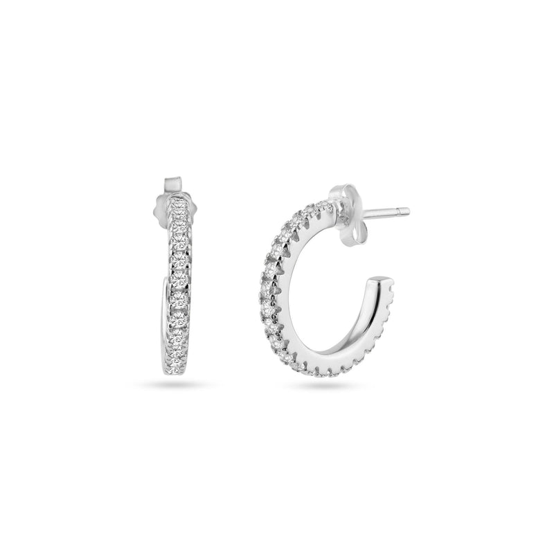 STE01350 - Rhodium Plated Eternity Clear CZ Hoop Earrings 16mm | Silver Palace Inc.
