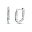 Sterling Silver Rhodium Plated Rectangular CZ Hoop Earrings - STE01360 | Silver Palace Inc.