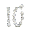 Silver 925 Rhodium Plated CZ Semi Hoop Earrings - STE01194 | Silver Palace Inc.
