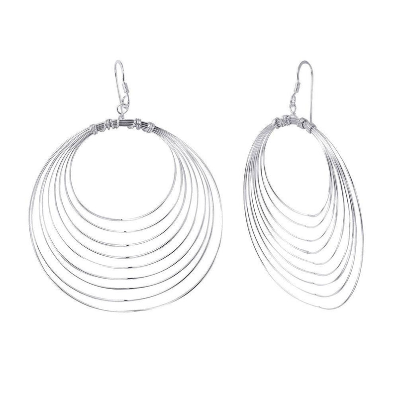 Silver 925 Circle Shaped Multi-Wire Dangling Earrings - STE00789 | Silver Palace Inc.