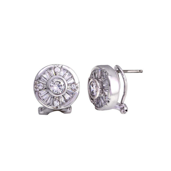 Closeout-Silver 925 Rhodium Plated Round Leverback Clear CZ Stud Earrings - STEM093 | Silver Palace Inc.