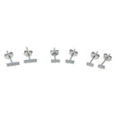 Rhodium Plated 925 Sterling Silver Bar CZ  Earrings Set - STES00008 | Silver Palace Inc.