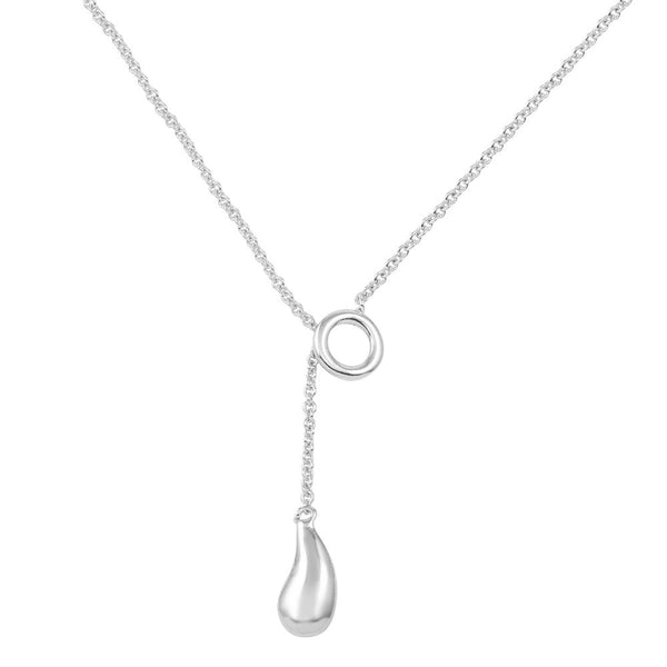 Closeout-Silver 925 Rhodium Plated Teardrop Necklace - STP00002 | Silver Palace Inc.