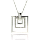 Closeout-Silver 925 Clear CZ Rhodium Plated Multi Square Pendant Necklace - STP00082 | Silver Palace Inc.