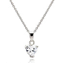 Silver 925 Rhodium Plated Clear Heart CZ Rope Pendant Necklace - STP00090 | Silver Palace Inc.
