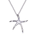 Silver 925 Rhodium Plated Clear CZ Starfish Pendant Necklace - STP00759 | Silver Palace Inc.