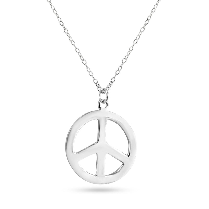 Closeout-Silver 925 Rhodium Plated Peace Pendant Necklace - STP00860 | Silver Palace Inc.