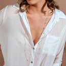 Rhodium Plated 925 Sterling Silver CZ By Yard Chain Necklace - STP00863