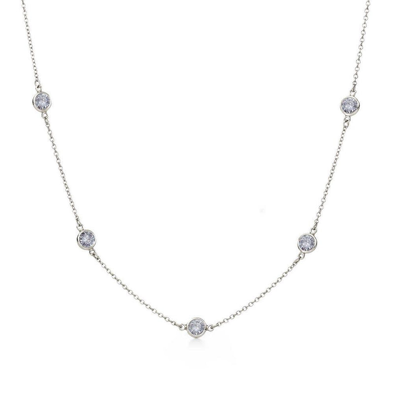 Silver 925 Rhodium Plated CZ By Yard Chain Necklace - STP00863 | Silver Palace Inc.
