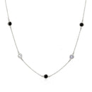 Silver 925 Rhodium Plated Black And Clear CZ By the Yard Necklace - STP00864-60 | Silver Palace Inc.