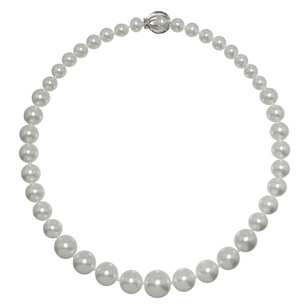 925 Silver 925 Rhodium Plated Pearl Pendant Necklace - STP00929 | Silver Palace Inc.