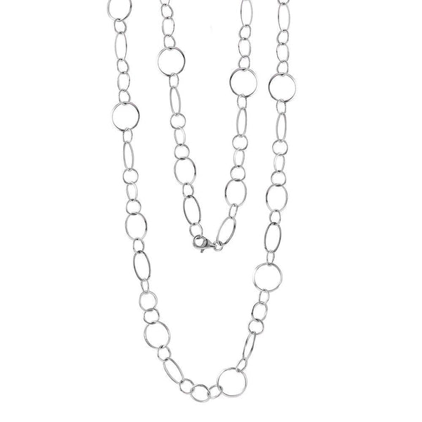 Silver 925 Rhodium Plated Open Oval Circle Necklace - STP00933 | Silver Palace Inc.