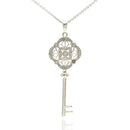 Silver 925 Rhodium Plated Elegant Key Chain Pendant with Diamond Accents - STP01038 | Silver Palace Inc.