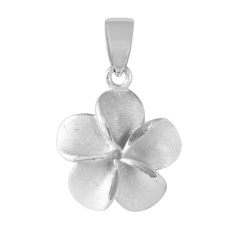 Silver 925 Small Diamond Cut Satin Finish Flower Pendant - STP01087 | Silver Palace Inc.