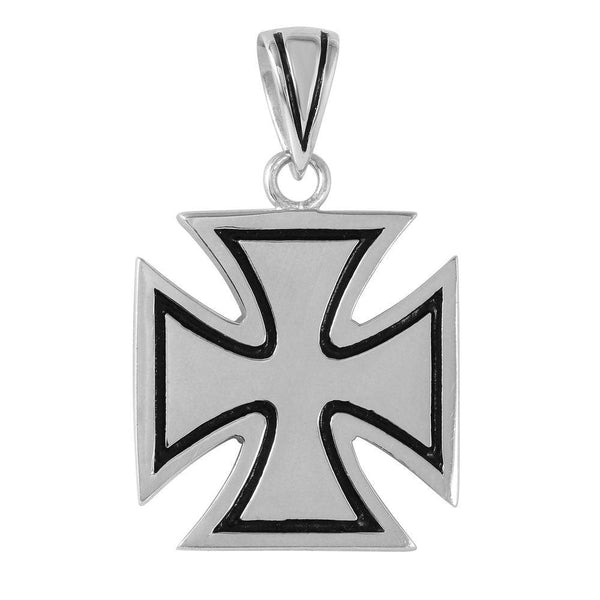 Silver 925 Stylized Iron Cross Shaped Pendant - STP01106 | Silver Palace Inc.