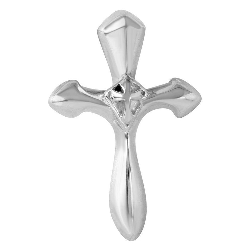 Silver 925 Small Beveled Double Cross Shaped Pendant - STP01108 | Silver Palace Inc.