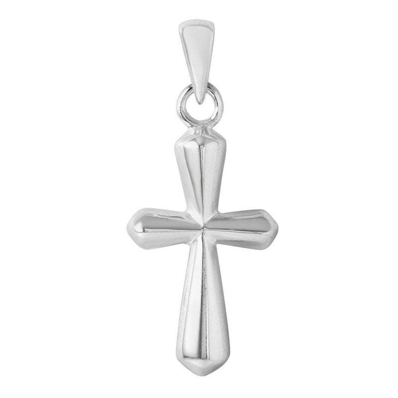 Silver 925 Small Beveled Cross Shaped Pendant - STP01112 | Silver Palace Inc.