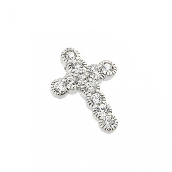 Silver 925 Rhodium Plated Clear CZ Cross Pendant - STP01115 | Silver Palace Inc.