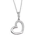 Silver 925 Rhodium Plated Open Heart Necklace with CZ - STP01352 | Silver Palace Inc.