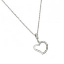 Silver 925 Rhodium Plated Clear CZ Heart Pendant Necklace - STP01365 | Silver Palace Inc.