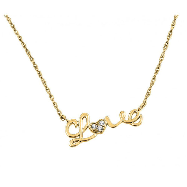 Silver 925 Gold Plated Clear CZ Love Pendant Necklace - STP01384GP | Silver Palace Inc.