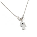Silver 925 Rhodium Plated Black CZ Evil Eye Hamsa Pendant Necklace - STP01391 | Silver Palace Inc.