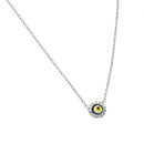 Silver 925 Rhodium Plated Clear CZ Yellow Eye Pendant Necklace - STP01395 | Silver Palace Inc.