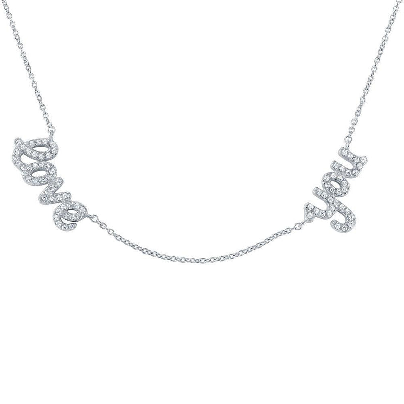 Silver 925 Rhodium Plated 'love you' Pendant Necklace - STP01406 | Silver Palace Inc.