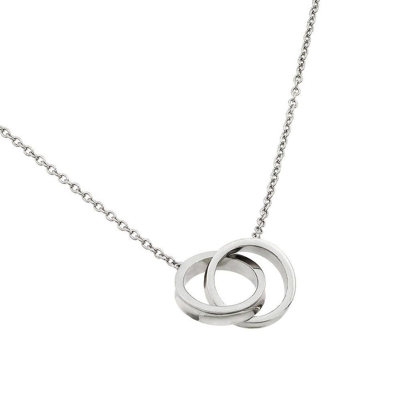 Silver 925 Rhodium Plated Interlocking Rings Pendant Necklace - STP01421 | Silver Palace Inc.